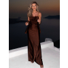 Hnedé spoločenské dlhé šaty KERRIES