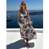 Hnedé letné maxi šaty CHERSY so vzorom