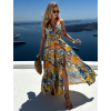Žlté letné maxi šaty MYSTERA s prestrihmi