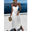 Biele bavlnené dlhé letné šaty SPINLOT na ramienka