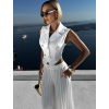 Biely elegantný plisovaný nohavicový komplet WALTERIA