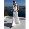 Biely elegantný plisovaný nohavicový komplet WALTERIA
