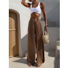 Hnedé saténové dlhé široké nohavice SITAKE