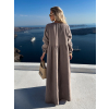 Šedohnědé mušelínové dlouhé oversize maxi šaty CHASTE (Veľkosť ONESIZE)