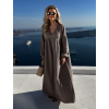 Šedohnedé mušelínové dlhé oversize maxi šaty CHASTE