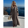 Šedohnědé mušelínové dlouhé oversize maxi šaty CHASTE (Veľkosť ONESIZE)