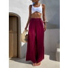 Vínové saténové dlhé široké nohavice SITAKE