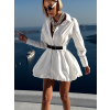 Biele 100% bavlna košeľové krátke šaty ELINNA s opaskom