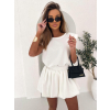 Biely teplákový krátky komplet TAPPY so sukňou