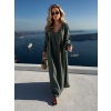 Khaki mušelínové dlouhé oversize šaty CHASTE (Veľkosť ONESIZE)