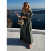 Khaki mušelínové dlouhé oversize šaty CHASTE (Veľkosť ONESIZE)
