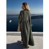 Khaki mušelínové dlouhé oversize šaty CHASTE (Veľkosť ONESIZE)