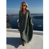 Khaki mušelínové dlouhé oversize šaty CHASTE (Veľkosť ONESIZE)