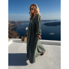 Khaki mušelínové dlouhé oversize šaty CHASTE (Veľkosť ONESIZE)