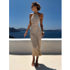 Béžové dlhé letné šaty FISCONY