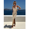Zlaté plážové letné trblietavé šaty POULENS