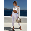 Biele 100% ľan letné nohavice LEWIOUS