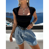 Černé basic triko SOLISE s krátkým rukávem (Veľkosť M/L)