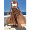 Hnedá hodvábna maxi dlhá sukňa SAGELA
