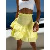 Žlutá bavlněná letní mini sukně FARINA s volány (Veľkosť ONESIZE)