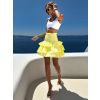 Žlutá bavlněná letní mini sukně FARINA s volány (Veľkosť ONESIZE)