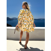Žlté 100% bavlna letné oversize krátke šaty TUNDRA s citrónmi