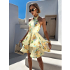 Žlté kvetinové krátke šaty FLORENY s volánmi