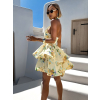 Žlté kvetinové krátke šaty FLORENY s volánmi
