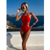 Červené jednodielne plavky SOULO s prestrihmi