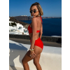 Červené jednodielne plavky SOULO s prestrihmi