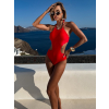 Červené jednodielne plavky SOULO s prestrihmi