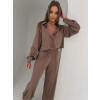 Hnedý nohavicový elegantný komplet COLEMYA