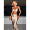 Béžové sexi elastické šaty LOSENA s retiazkou