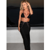 Čierne sexi elastické šaty LOSENA s retiazkou