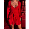 Červené koktailové mini šaty ETHAN s viazaním