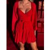 Červené koktejlové mini šaty ETHAN s vázáním (Veľkosť ONESIZE)