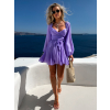 Fialové koktailové mini šaty ETHAN s viazaním