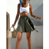 Kaki saténová zavinovacia krátka sukňa YENKEE
