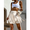 Krémová saténová zavinovacia krátka sukňa YENKEE