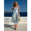 Modré vypasované šaty MICHELLE s kvetinovým vzorom