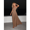 Svetlo hnedé dlhé šaty LERDISEL na ramienka