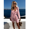Svetloružové koktailové mini šaty ETHAN s viazaním
