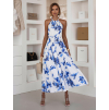 Bielo-modré dlhé letné šaty NYTRAY