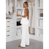 Biely elegantný nohavicový dlhý komplet OLENIRI
