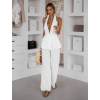 Biely elegantný nohavicový dlhý komplet OLENIRI