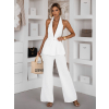 Biely elegantný nohavicový dlhý komplet OLENIRI