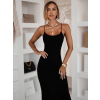 Čierne dlhé šaty SLOMYX so špagetovými ramienkami