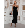Čierne dlhé šaty SLOMYX so špagetovými ramienkami