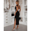 Čierne elegantné priliehavé šaty SENIRA s rázporkom