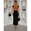 Čierne elegantné priliehavé šaty SENIRA s rázporkom